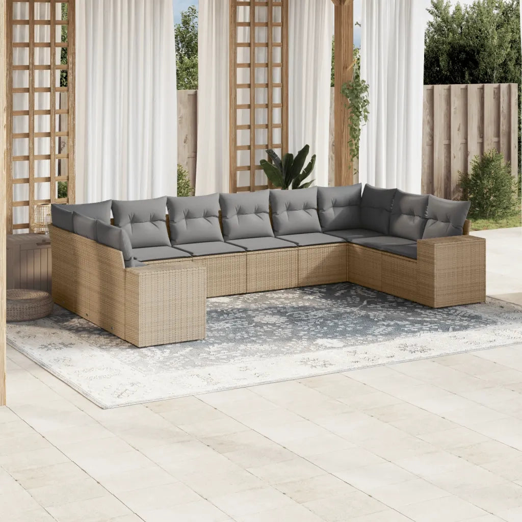 Set Divano da Giardino 10 pz con Cuscini Beige in Polyrattancod mxl 89236