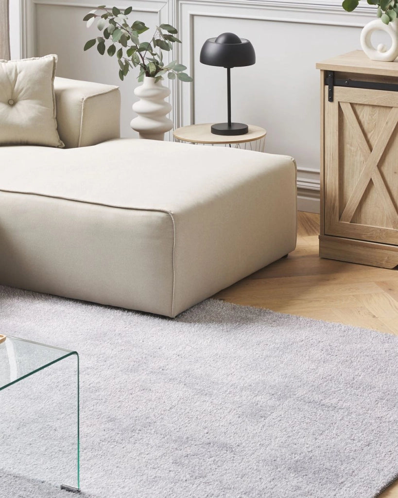 Tappeto Shaggy Grigio Chiaro 160 x 230 cm Moderno Tappeto Rettangolare Trapuntato a Pelo Lungo