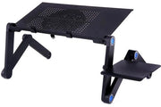 Supporto per Laptop Portatile con Ventilatore di Raffreddamento - Stand per Notebook - Stand per Tavolo - Supporto Portatile - Opaco - Reclinabile - Ideale per Uso Domestico e da Camera - Nero