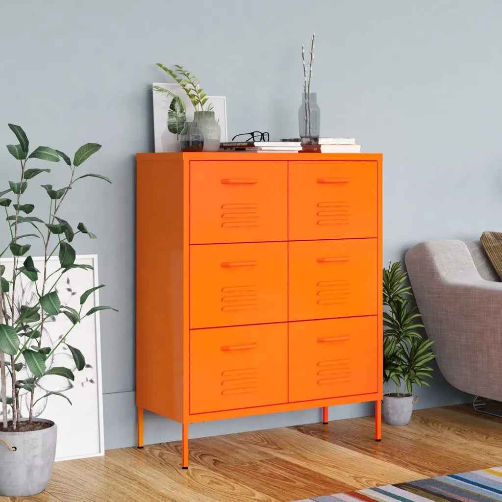Cassettiera Arancione 80x35x101,5 cm in Acciaio 336147