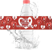 50 etichette per la consapevolezza del AIDS etichette per bottiglie d'acqua per la Giornata Mondiale del AIDS - etichette per bottiglie di colore rosso per eventi