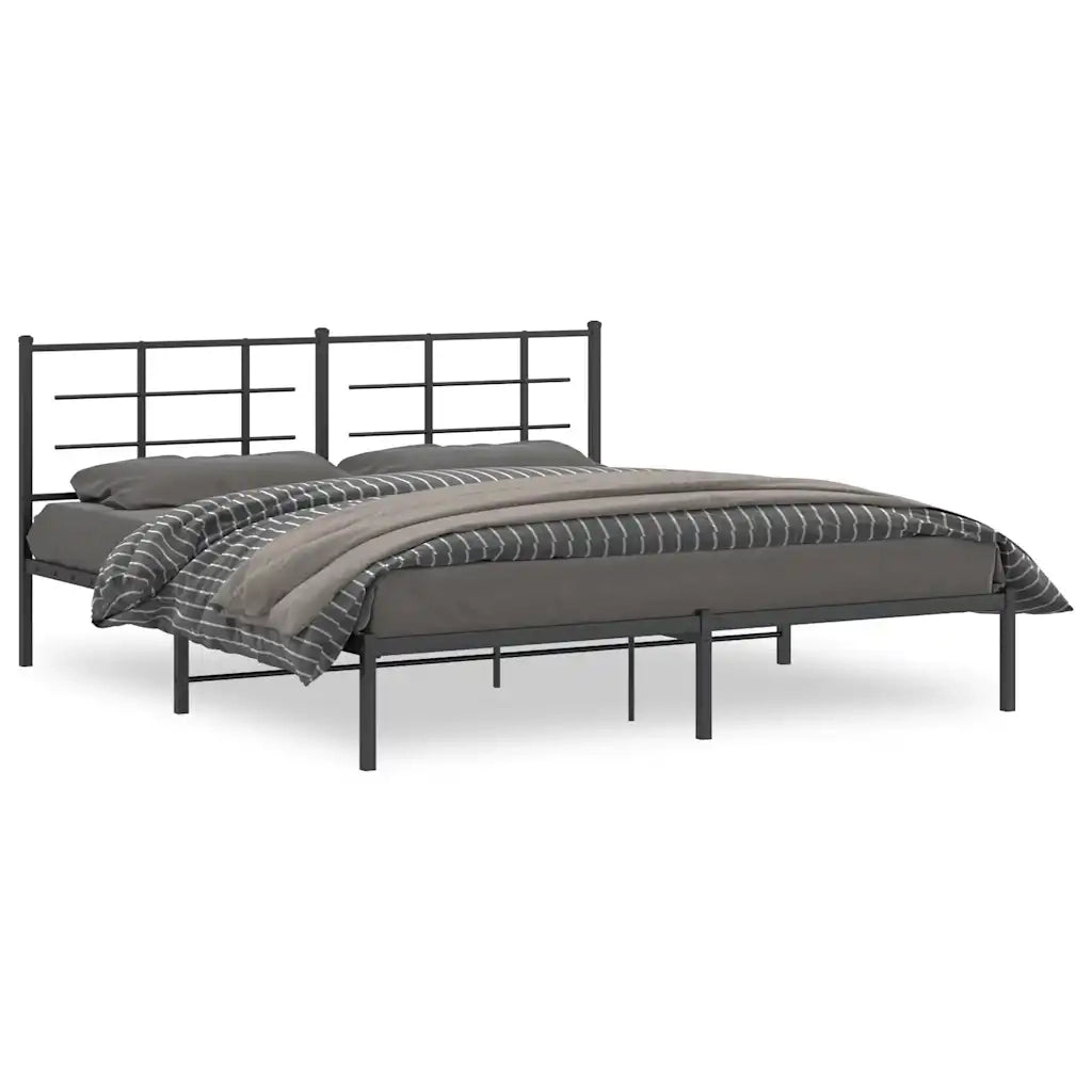 Giroletto con Testiera-Struttura Letto con testiera in Metallo Nero 183x213 cm 155704