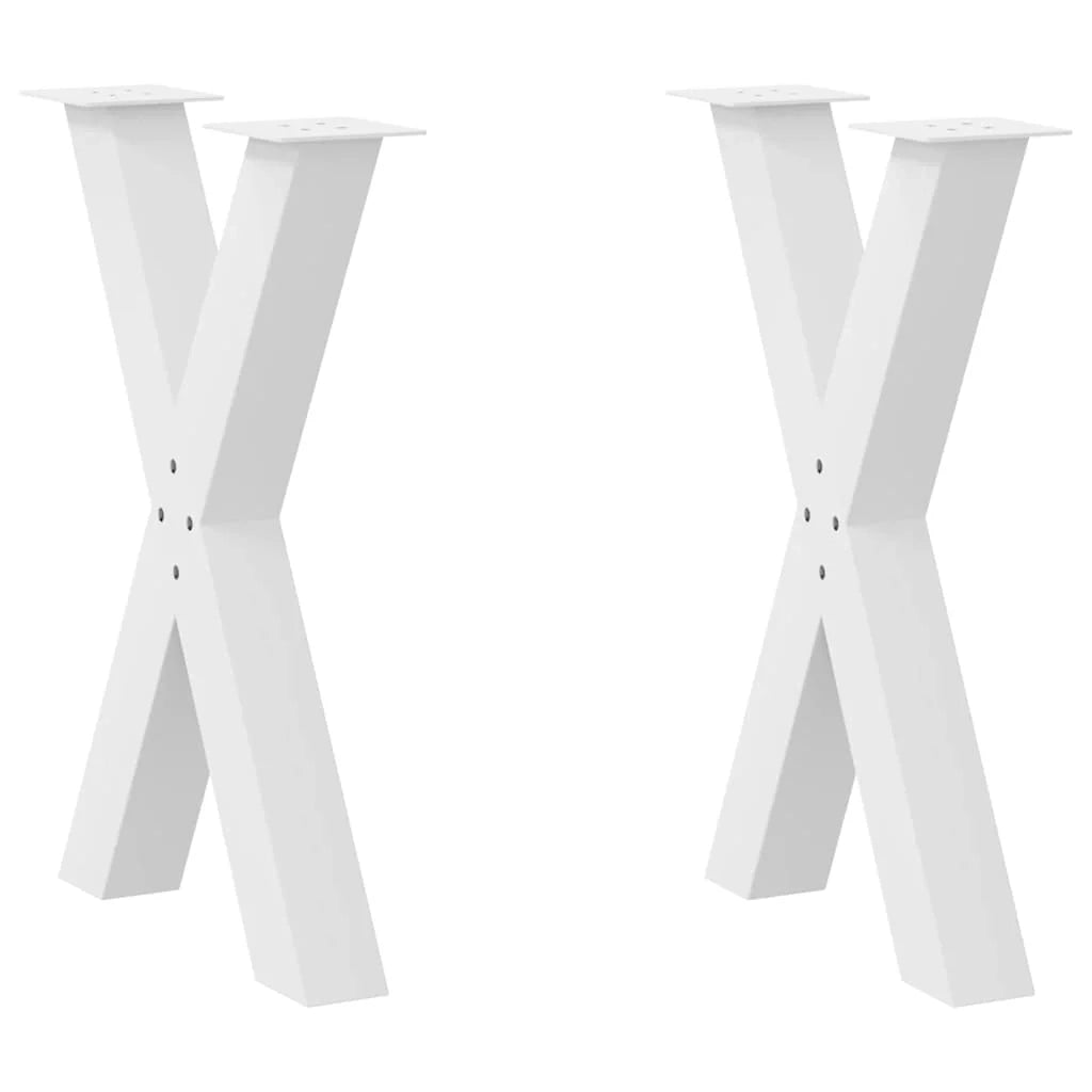 Set di 2 gambe regolabili per tavolo da pranzo a forma di X 50 x 72 cm per superfici stabili design moderno acciaio bianco 02_0057241