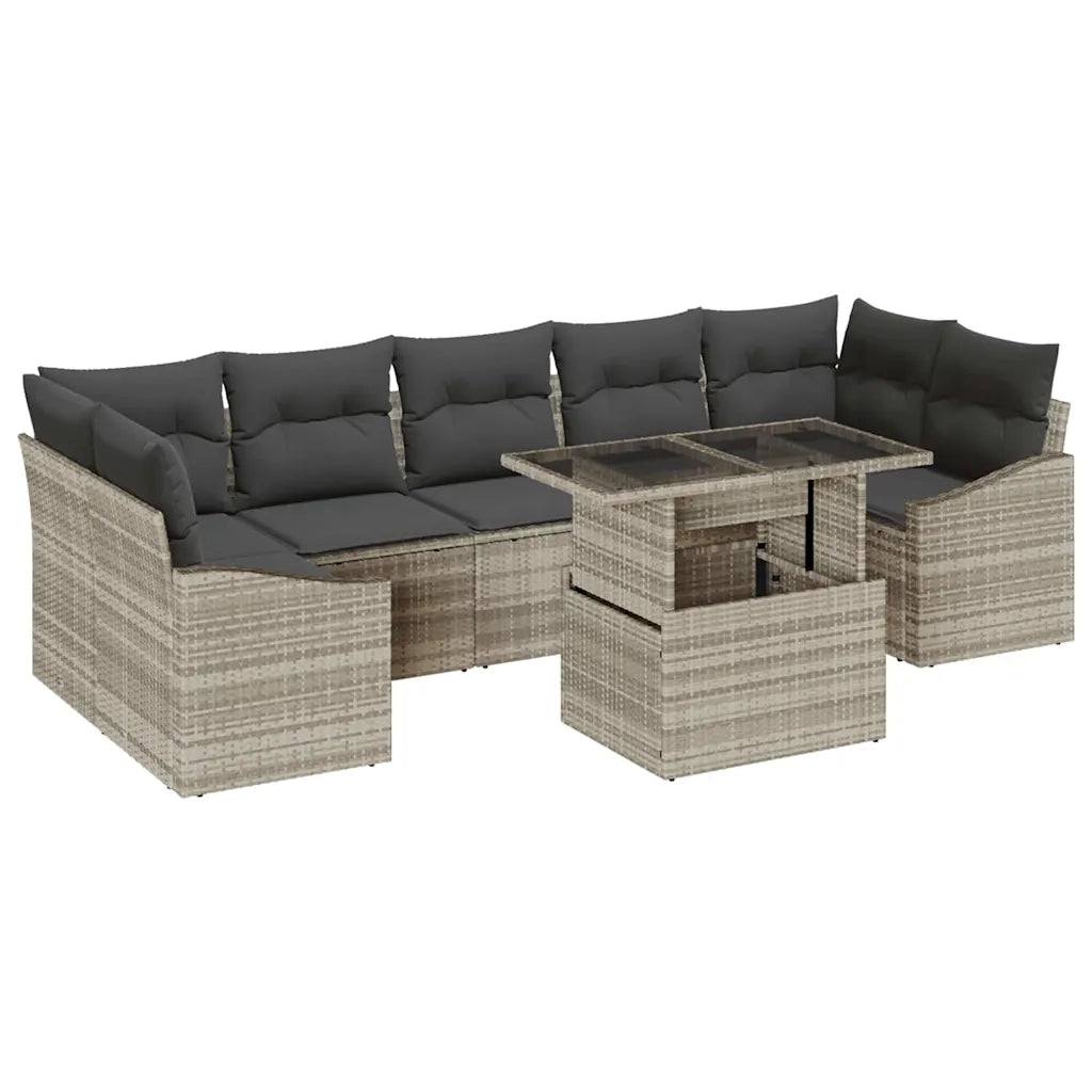 Set Divano da Giardino 8 pcs Grigio chiaro polyrattan 3348958