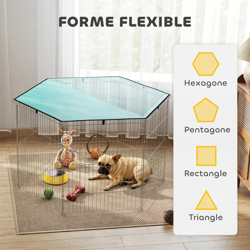Recinto per Cani ¨C zephmum ¨C Verde 6 Pannelli con Porta 76H cm