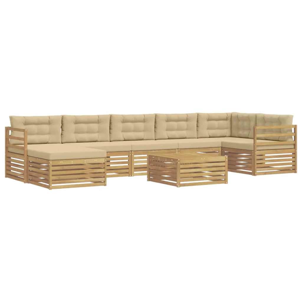 Set di divani da esterno 8 pcs Bianco e Beige Poliestere