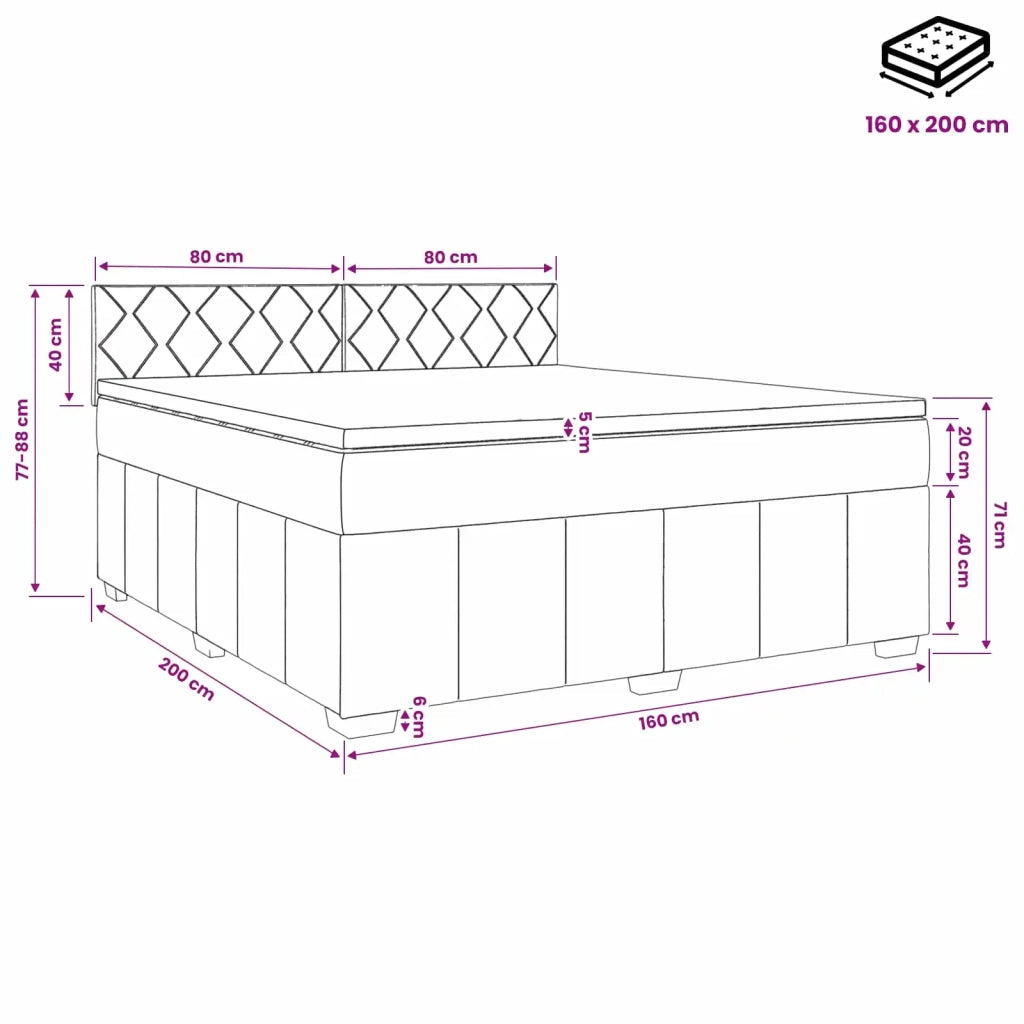 Letto box spring con materasso Grigio Chiaro 160 x 200 cm 3451255