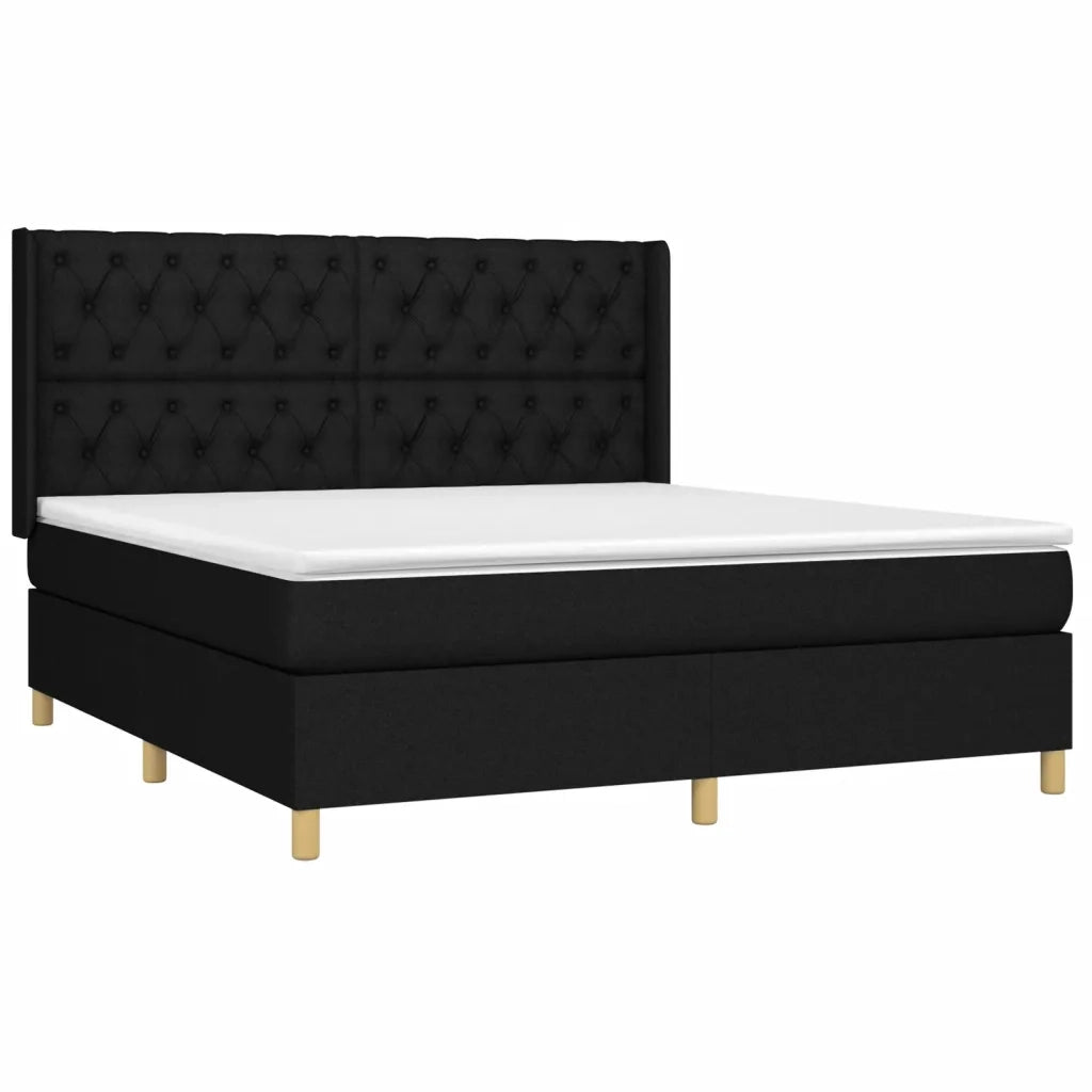Giroletto a Molle con Materasso Nero 160x200 cm in Tessuto 3132243