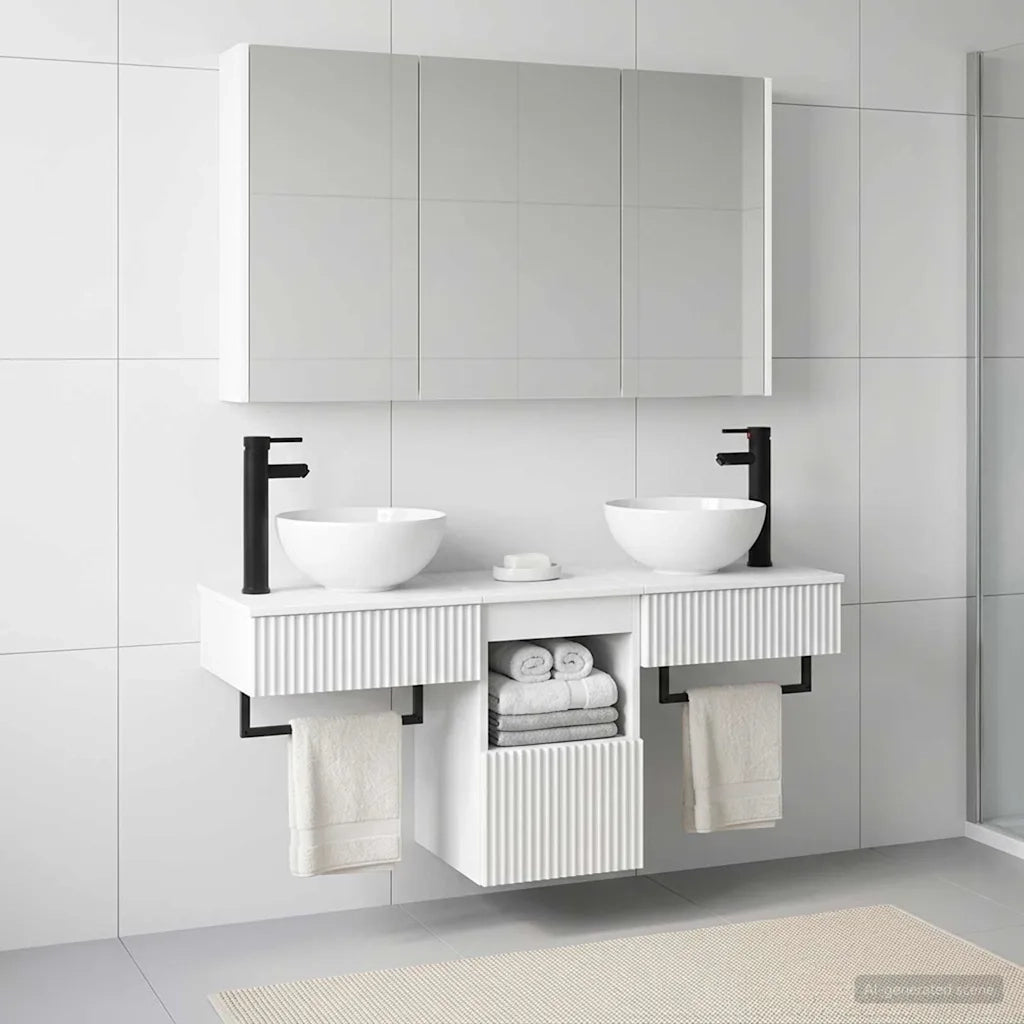 Set di Armadi da Bagno 4 pcs Bianco 103,5 x 15,5 x 70 cm 3406263