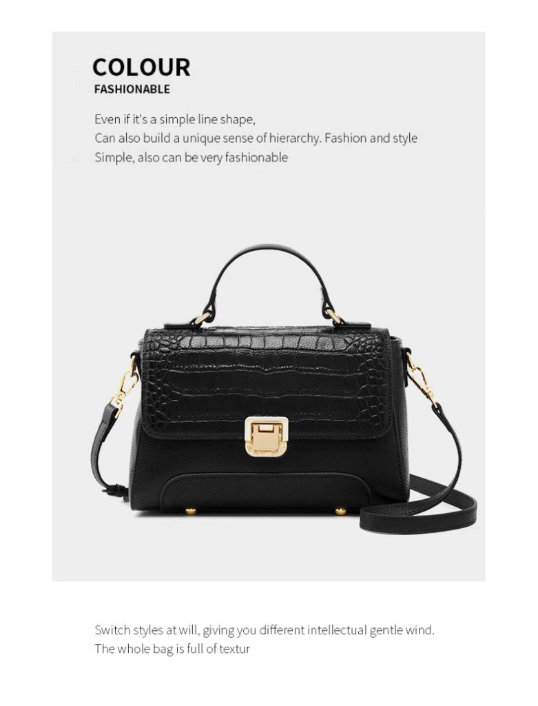 Borsa a tracolla da donna in vera pelle, colore nero.