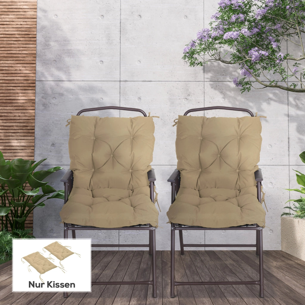 Set di 2 Cuscini per Sedie ¨C Minimal ¨C Tessuto, Khaki, 98x50 cm