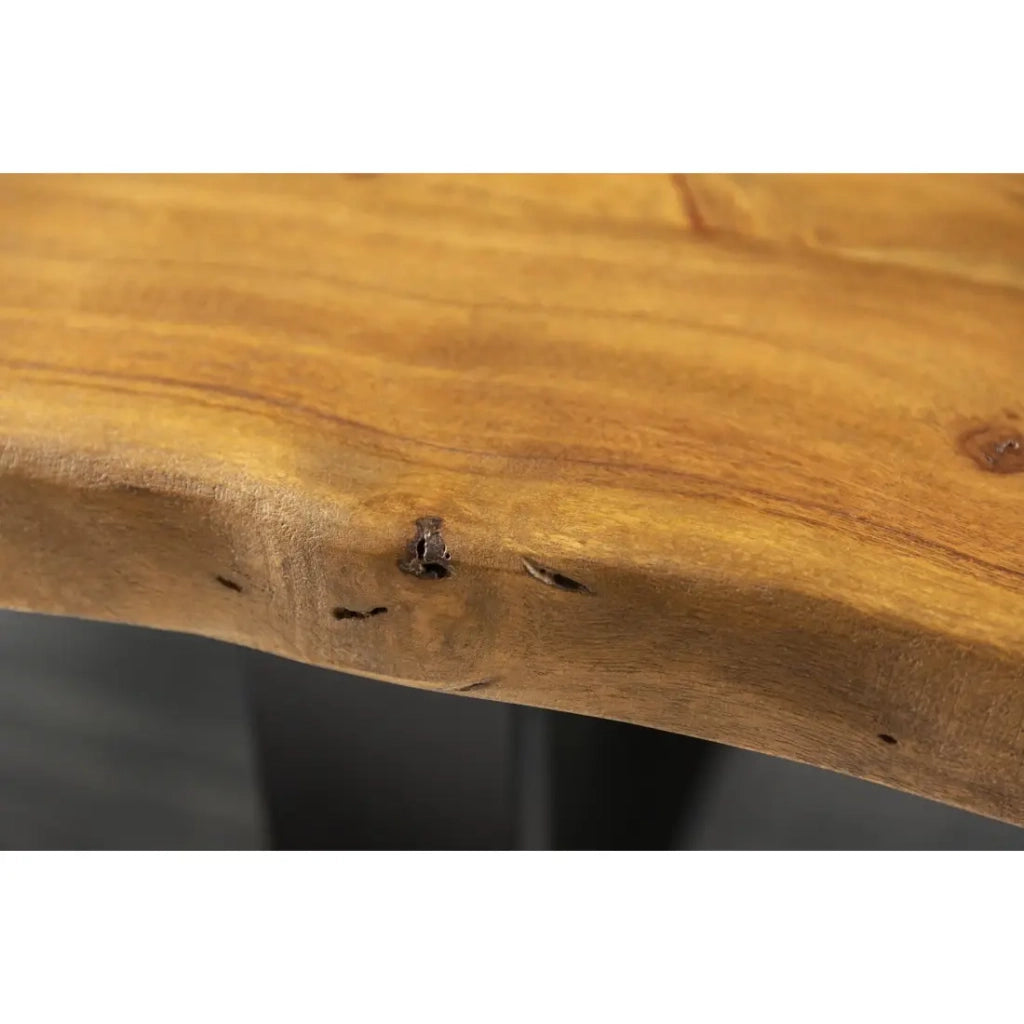 Tavolino basso ARKAYA 110 cm in legno di acacia massiccio con gambe in metallo nero a forma di U
