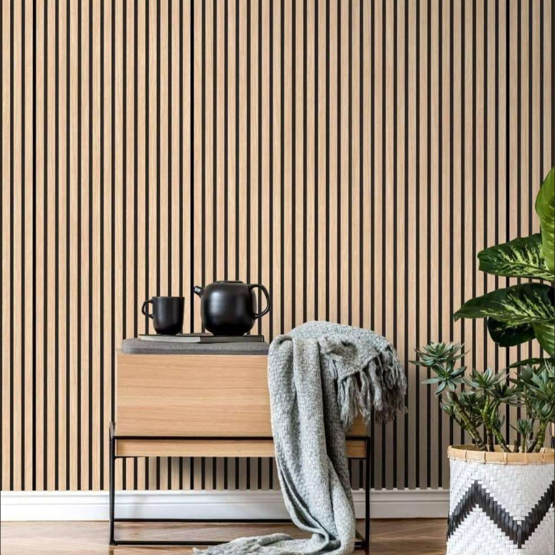 Pannelli Acustici Fonoassorbenti 4pz 60x60cm Decorativi Moderno Rovere Nat. 3D