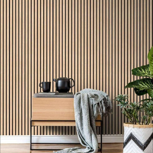 Pannelli Acustici Fonoassorbenti 4pz 60x60cm Decorativi Moderno Rovere Nat. 3D