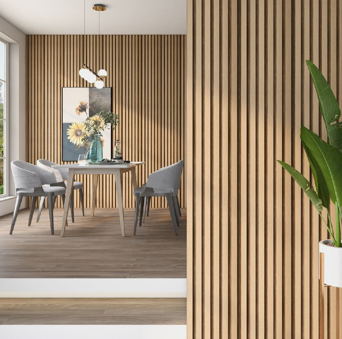 Pannelli Acustici Fonoassorbenti 4pz 60x60cm Decorativi Moderno Rovere Nat. 3D