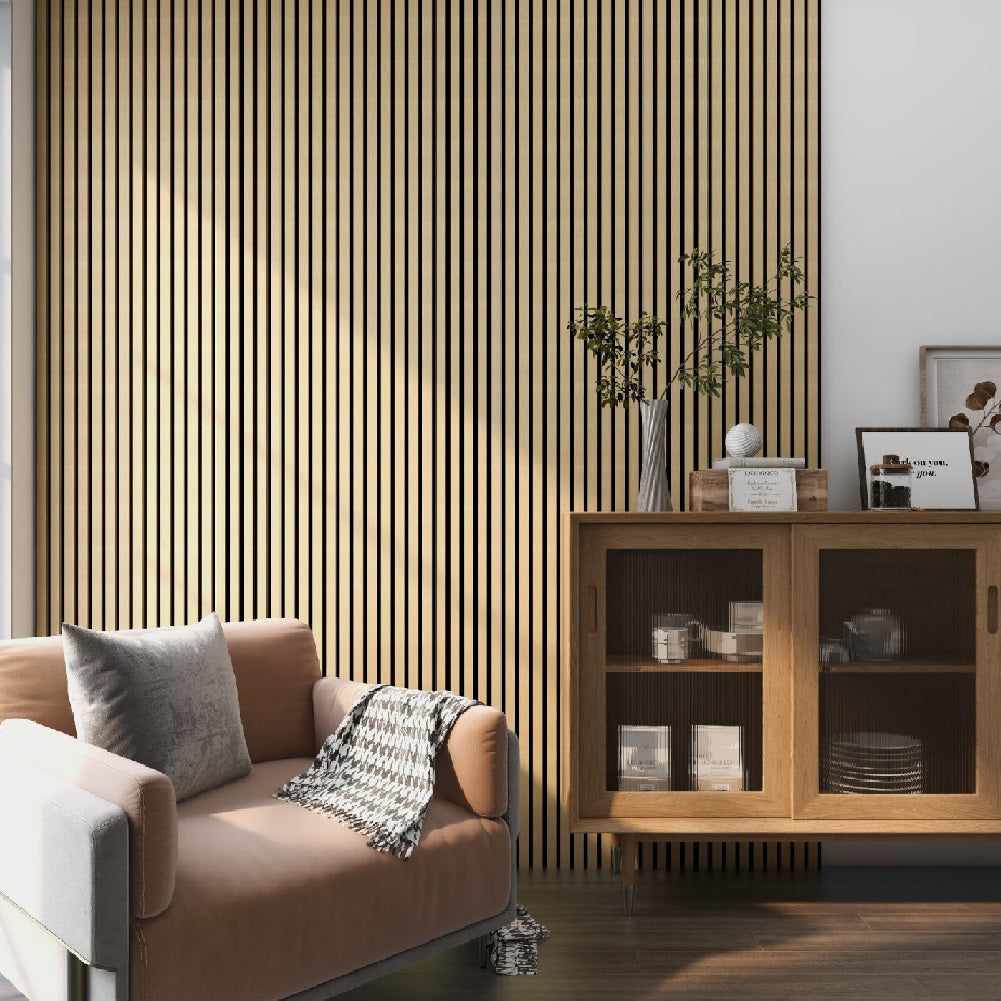 Pannelli Acustici Fonoassorbenti 4pz 60x60cm Decorativi Moderno Rovere Nat. 3D