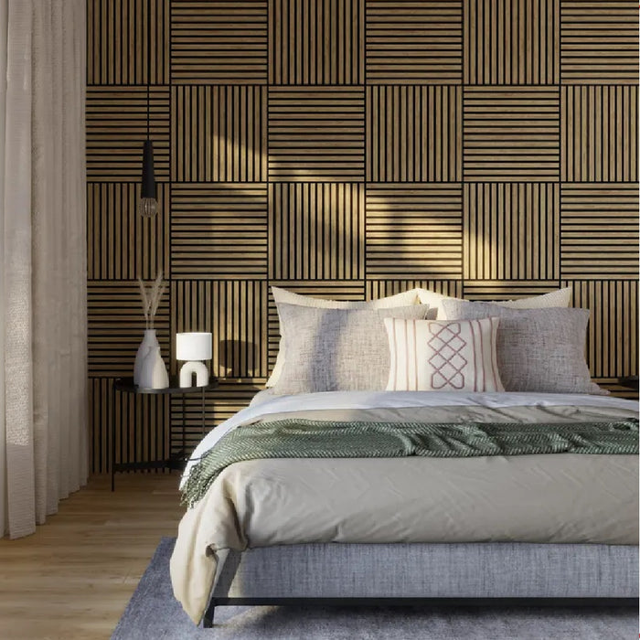 Pannelli Acustici Fonoassorbenti 4pz 60x60cm Decorativi Moderno Rovere Teak 3D