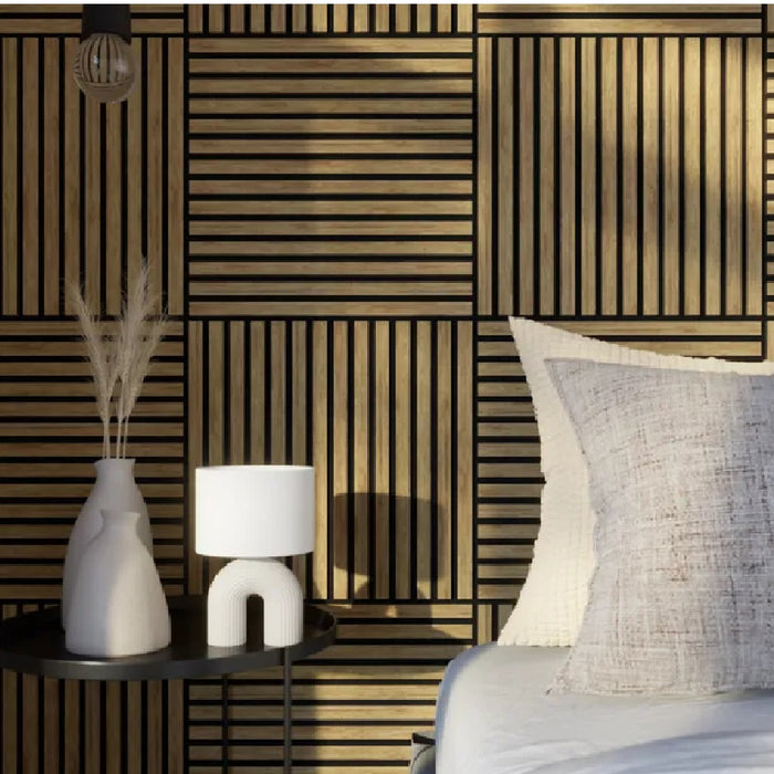 Pannelli Acustici Fonoassorbenti 4pz 60x60cm Decorativi Moderno Rovere Teak 3D