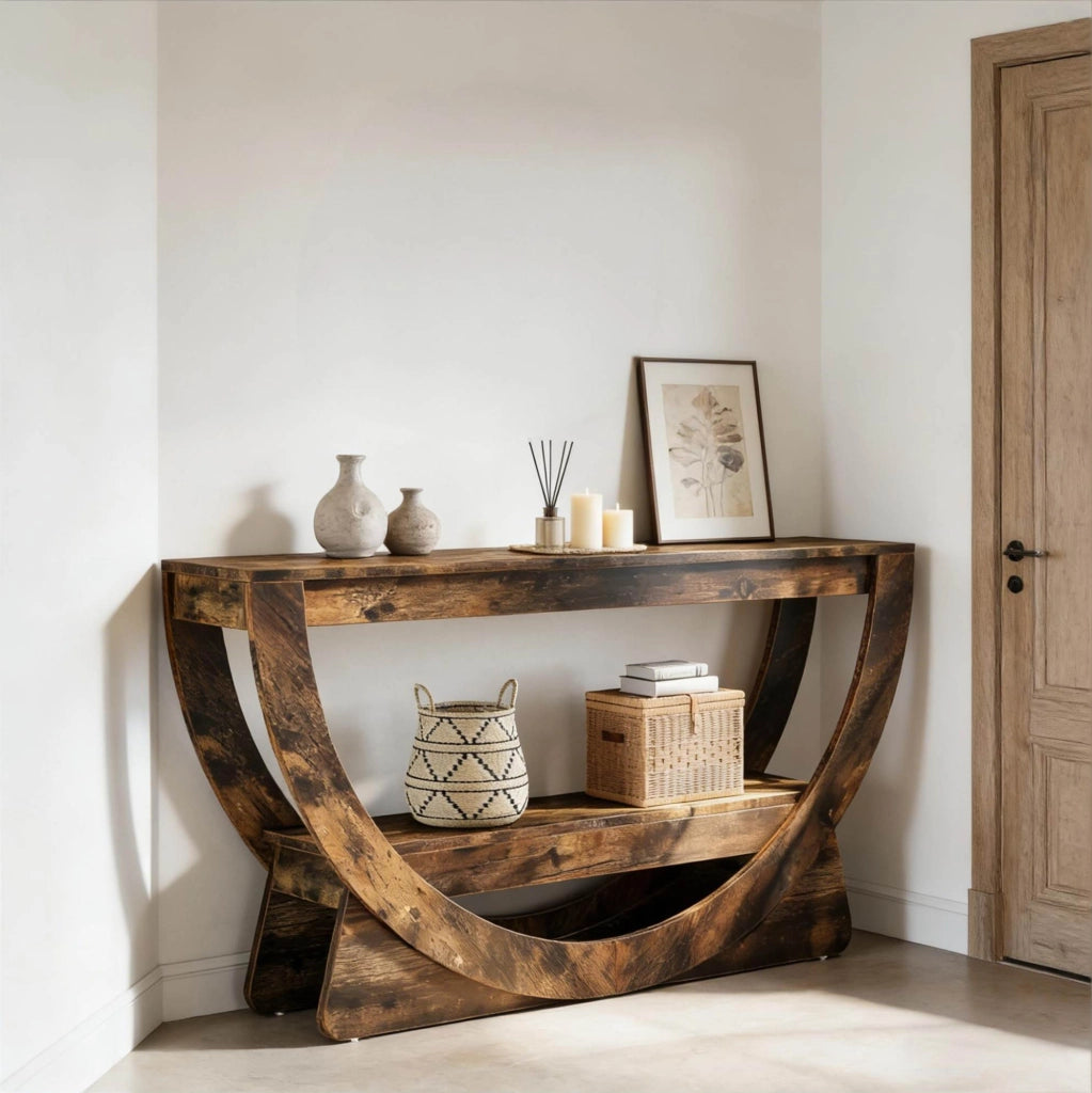 Mobile TV ULEVR 160x30x80,5 cm con 2 ripiani aperti, MDF marrone rustico