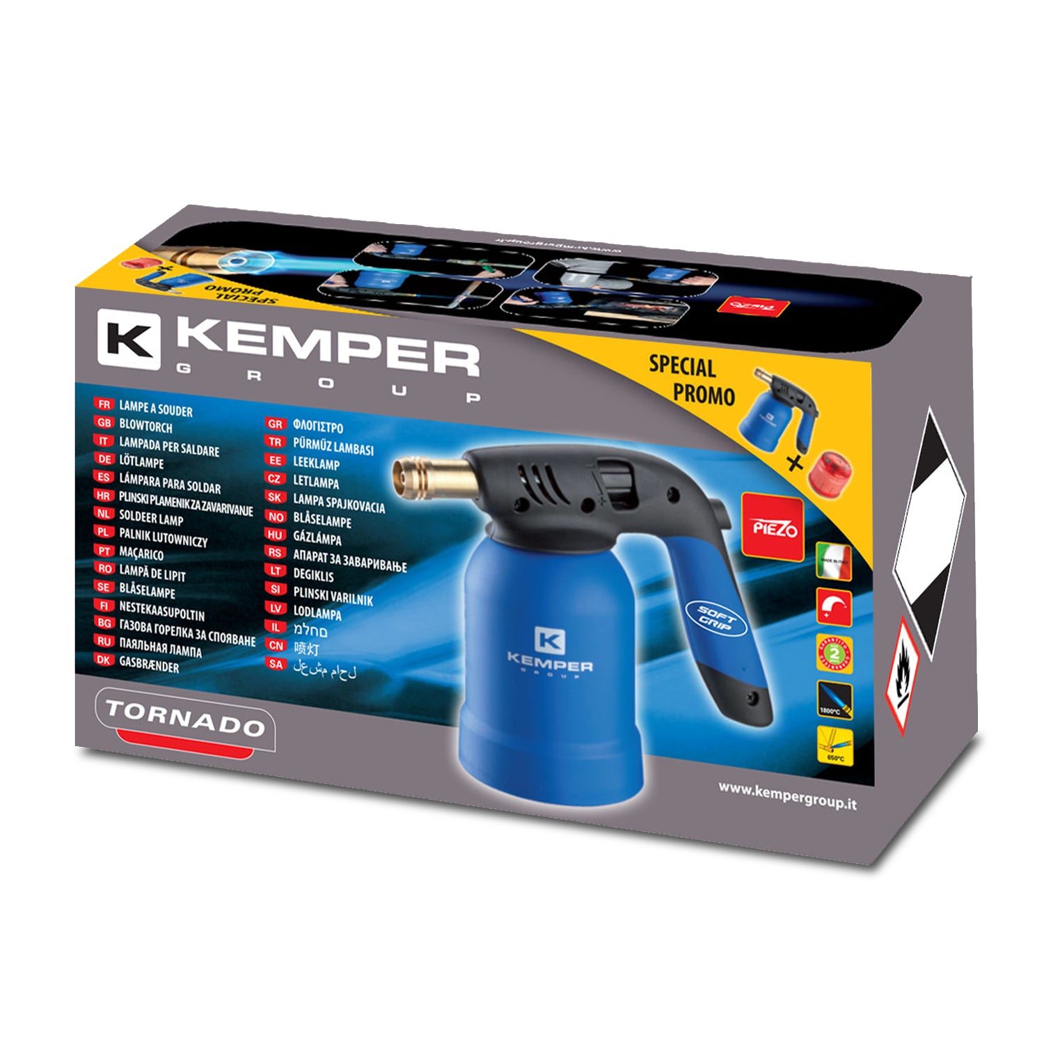 Kit Saldatore a Gas Tornado con Cartuccia Lampada Kemper