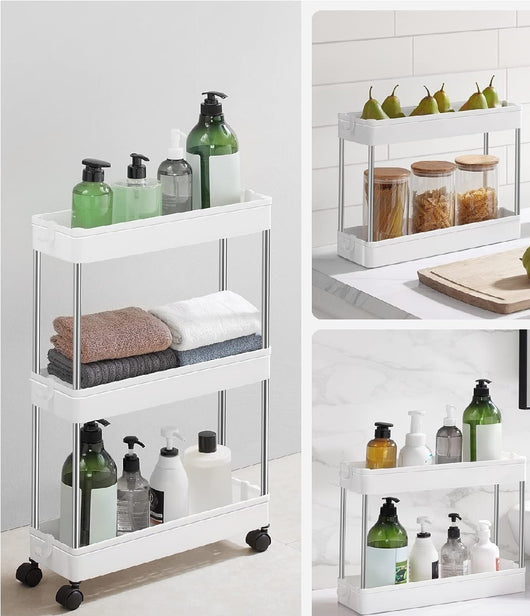 Carrellino Cucina Slim Salvaspazio 40x13.5 H 60cm Carrello Porta Tutto Bianco