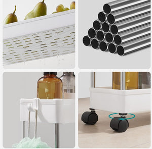 Carrellino Cucina Slim Salvaspazio 40x13.5 H 60cm Carrello Porta Tutto Bianco