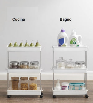 Carrellino Cucina Slim Salvaspazio 40x13.5 H 60cm Carrello Porta Tutto Bianco