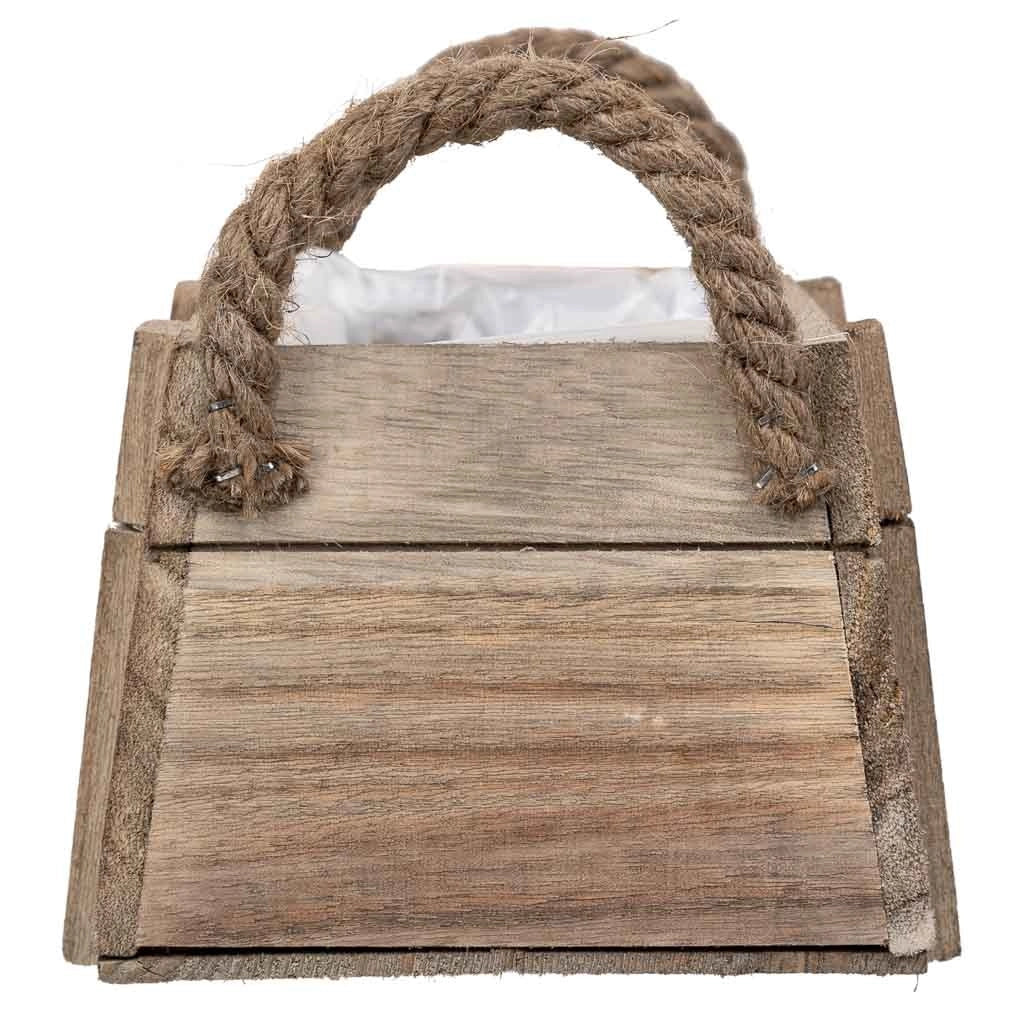 Cesto in legno con manici marroni 17x11x10,5h