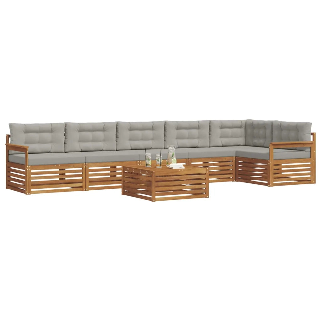 Set di divani da esterno 7 pcs Grigio Naturale e Chiaro