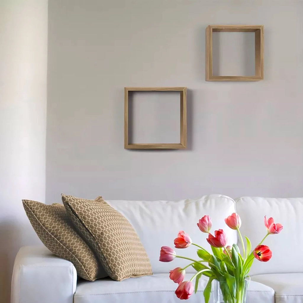 Set 2 Mensole Cubo da Parete Quadrato in Fibra di Legno Q-Bis Rovere Sagerau