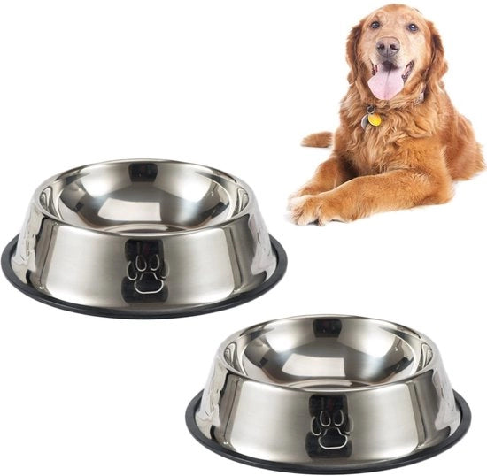 Bacchi per cani, bacchi per cani in acciaio inossidabile, 2 bacchi per cibo per cani, bacchi per cani in metallo grande 1000 ml con bacchi per cibo con gomma antiscivolo per animali domestici bacchi per cani, bacchi per cibo e acqua per cani