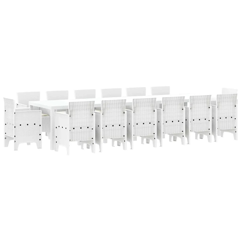 Set da Pranzo per Giardino 15 pcs Bianco Rattan Polt 3378646