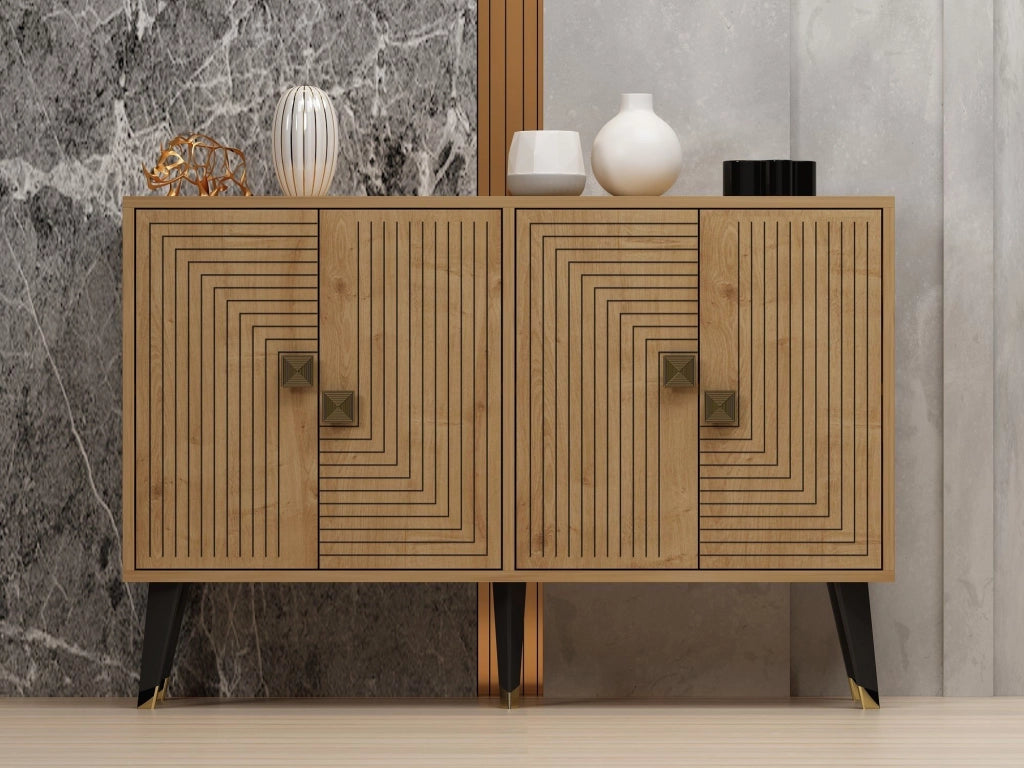 Madia Thiene, Credenza 2 Ripiani, 120x30x80h cm Marrone Rovere