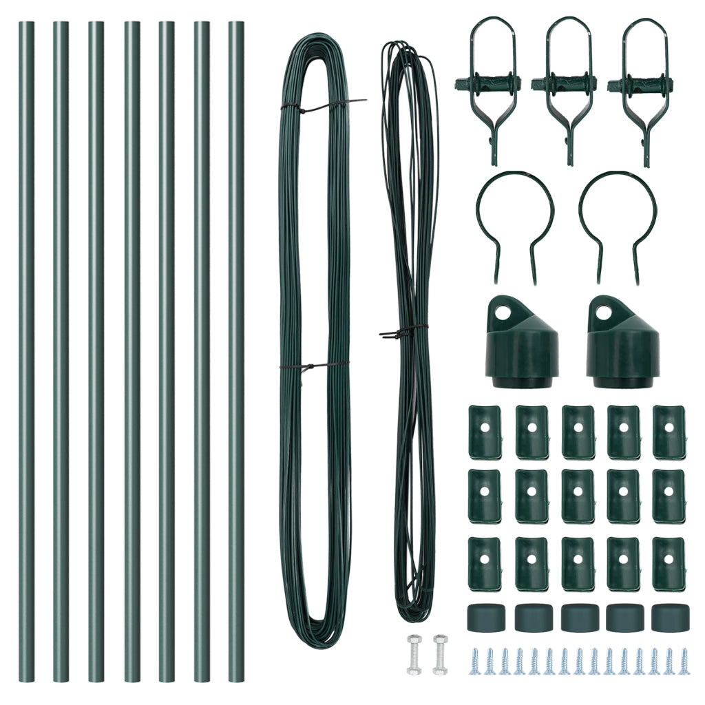 Poste per recinzione 7 pcs Verde Ã˜32 mm 120 cm Acciaio zincato