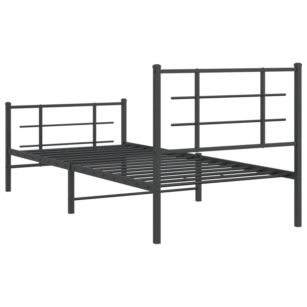 Giroletto con Testiera e Pediera Metallo Nero 90x200 cm 355572