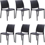 Sedie da Cucina in Plastica per uso Interno ed Esterno - Set di 6 Sedie Impilabili Volga bianco