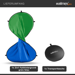 Fondale fotografico pieghevole 2 in 1 grigio/blu 150 x 210 cm, sfondo per foto e video con borsa da trasporto