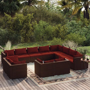 Set Divani da Giardino 12 pz con Cuscini in Polyrattan Marrone cod mxl 35200
