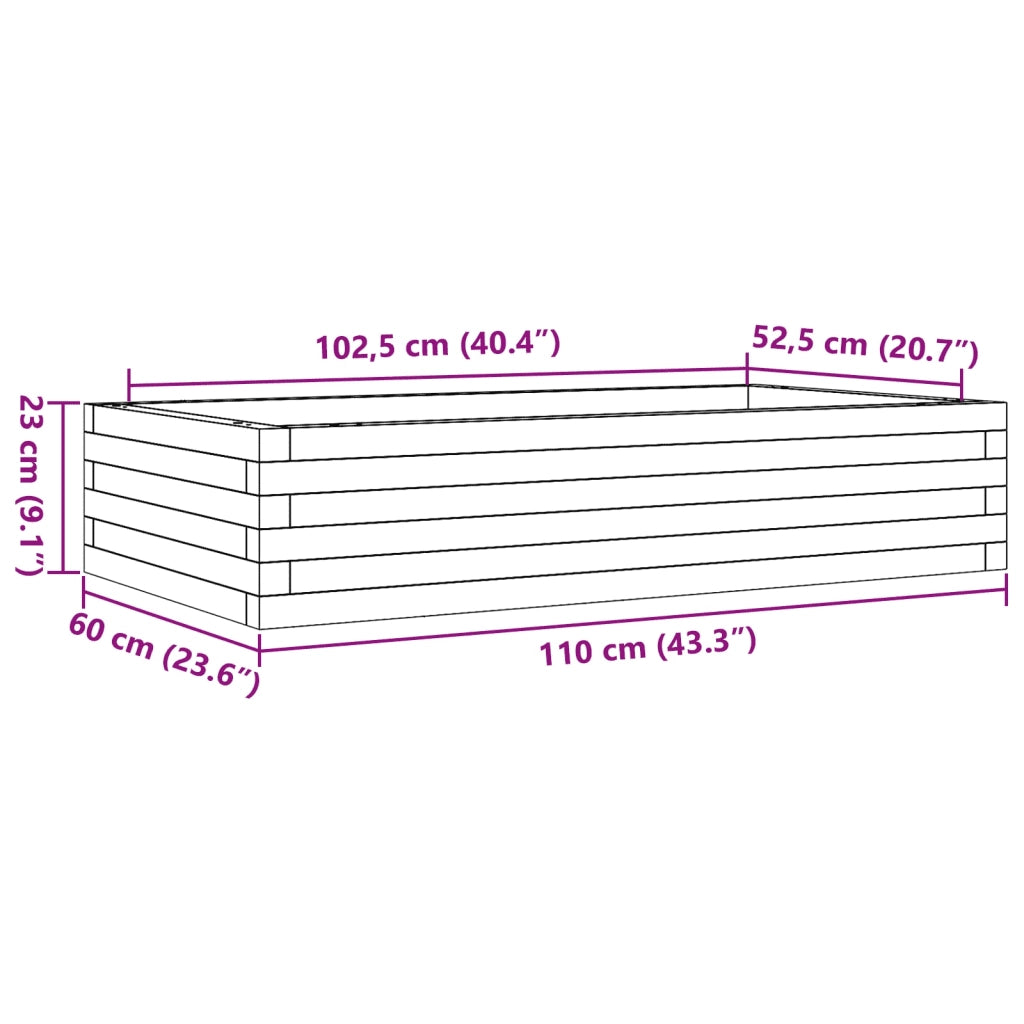 Fioriera da Giardino 110x60x23 cm in Legno Massello di Pino 847238