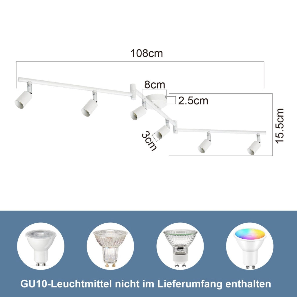 ZMH Faretto da soffitto bianchi orientabili 330° moderni GU10 per camera letto soggiorno interno