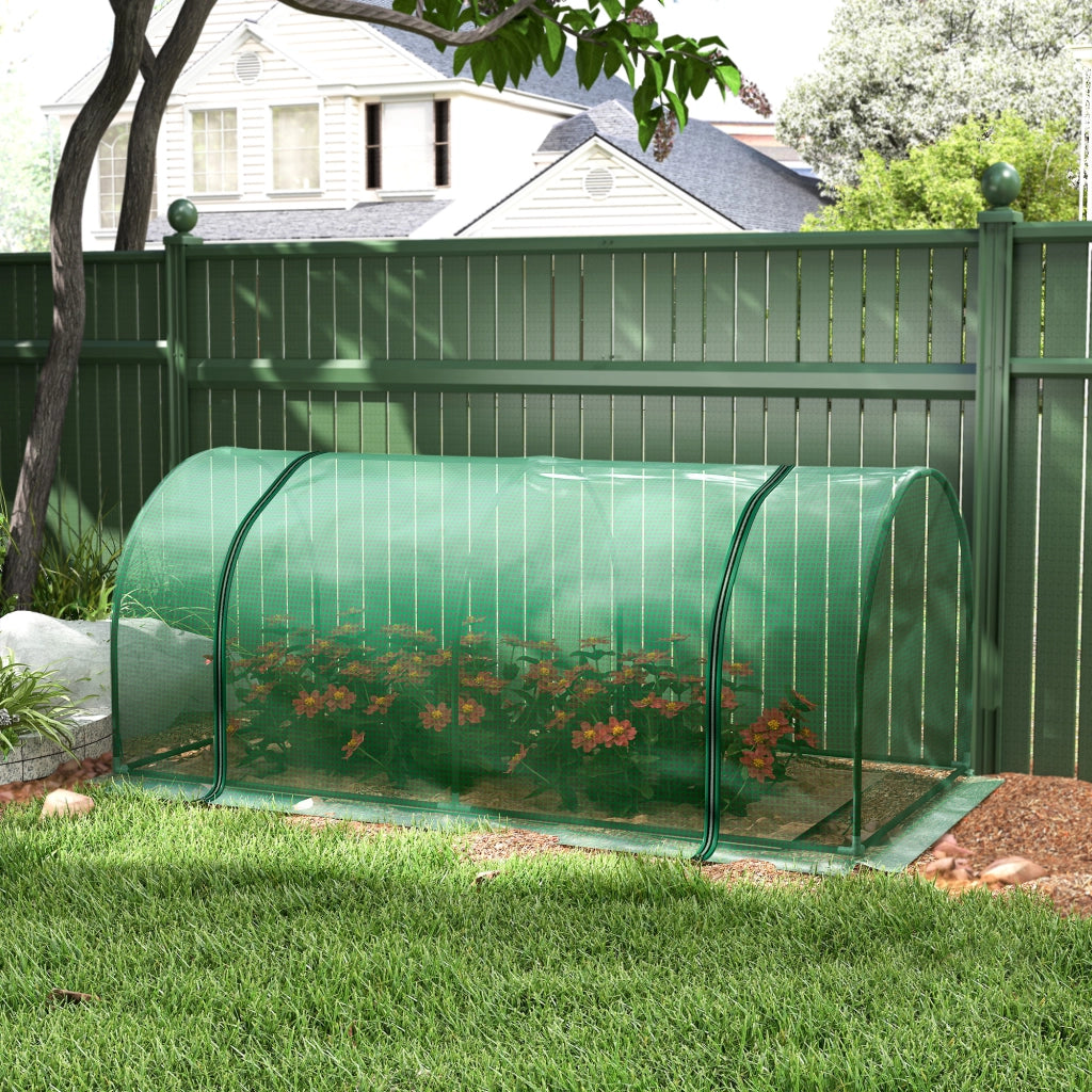 Serra da giardino a Tunnel in Acciaio e con Copertura in PVC, 200x100x80 cm, Verde