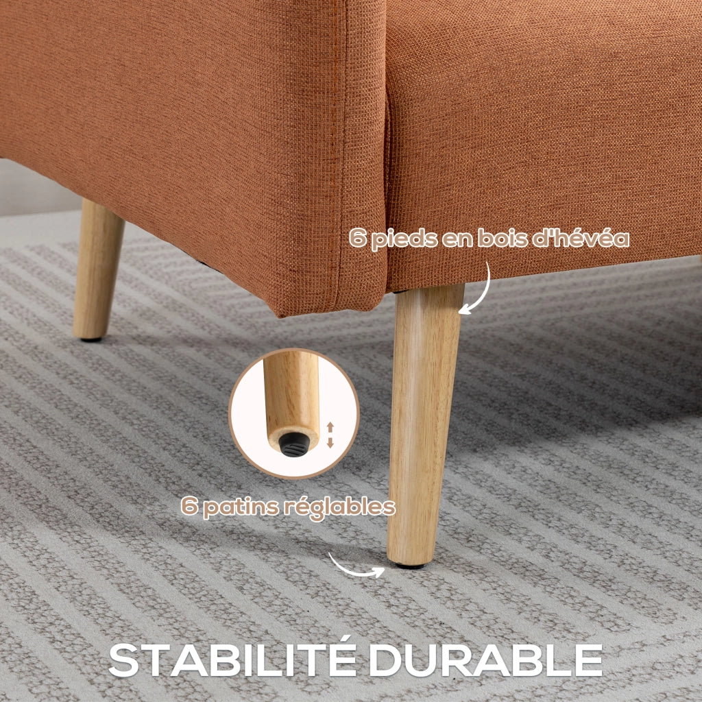 Divano letto 2 posti ¨C zephmum ¨C Tissu marrone, struttura legno