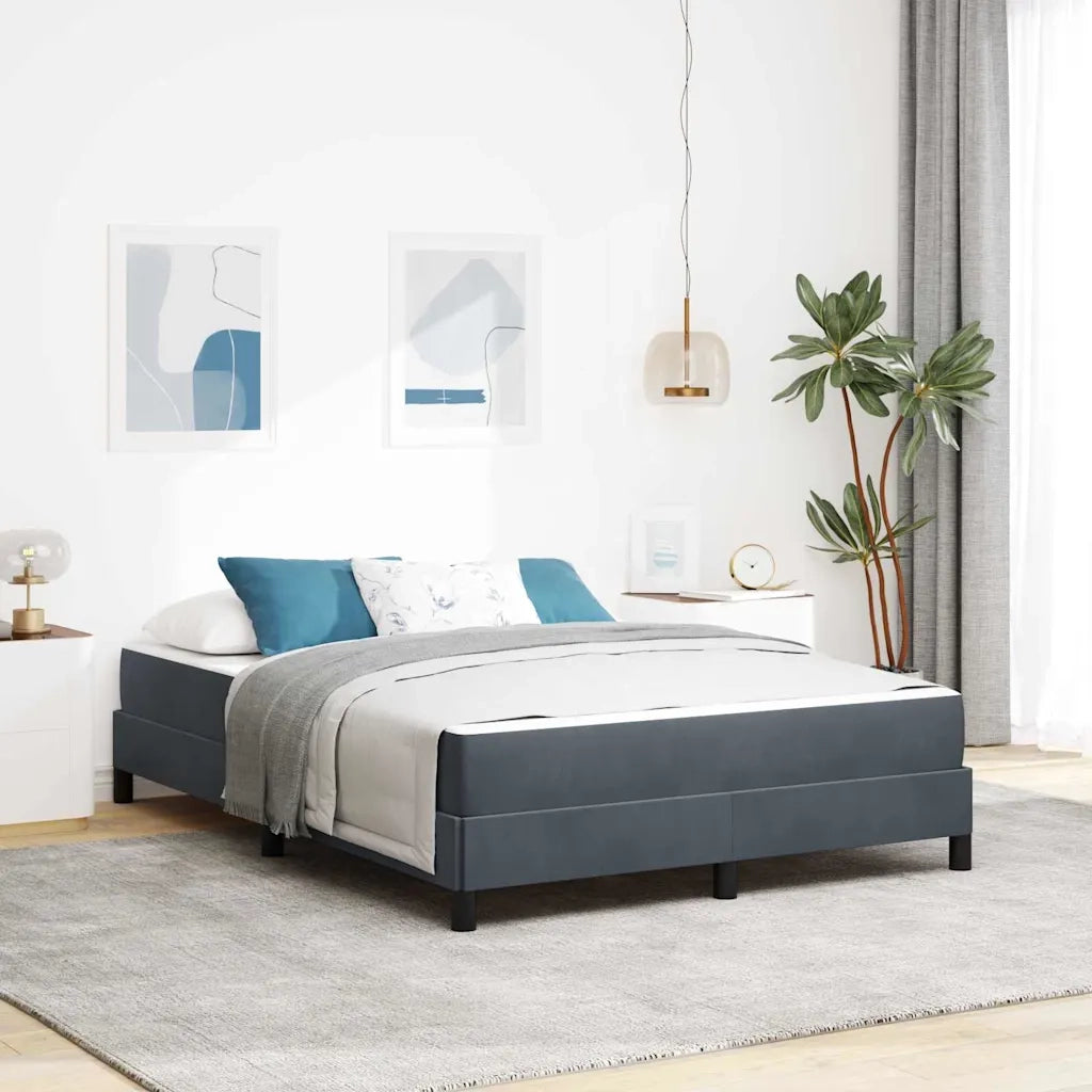 Letto a molle con materasso Grigio scuro 160 x 220 cm Tessuto