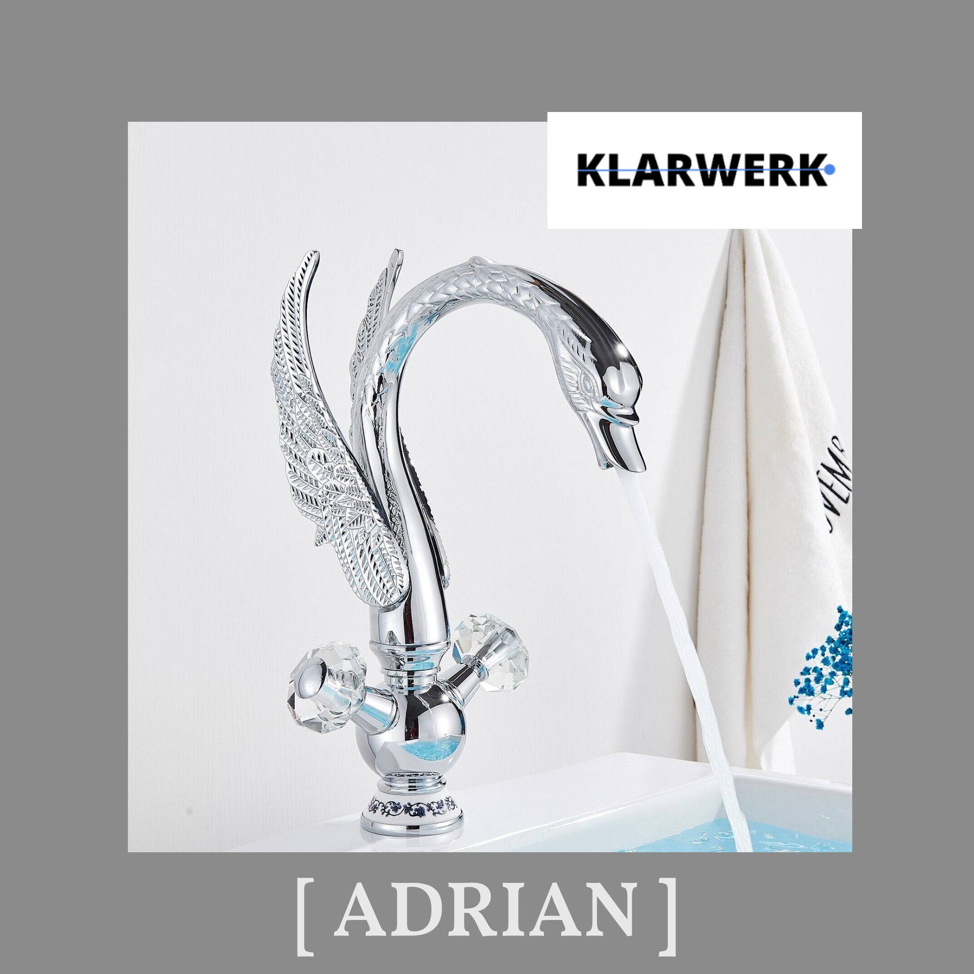 ADRIANO | Rubinetto da bagno grande design in acciaio inossidabile cigno lavabo cromato di lusso | miscelatore alto per lavabo independente