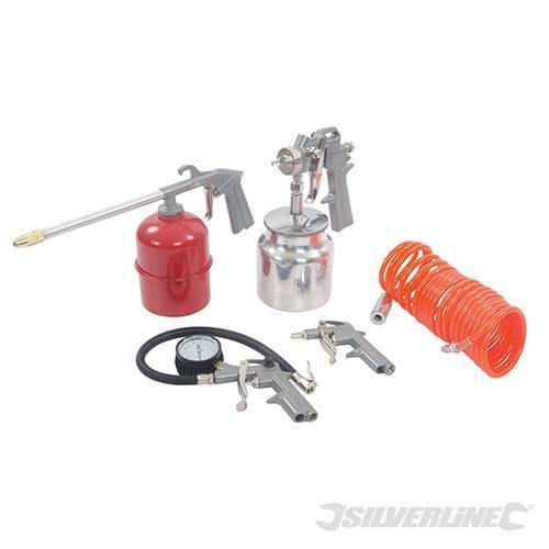 Kit di utensili pneumatici, compressore e accessori 5 p.zi silverline
