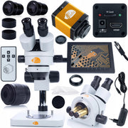 Set Microscopio Professionale Mercury Pro con Telecamera e Display 8" – Alta Risoluzione, Testa Trinoculare, Zoom 7x-45x