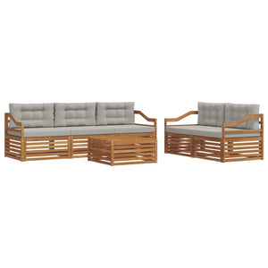 Set di divani da esterno 6 pcs Grigio Naturale e Chiaro 3373036