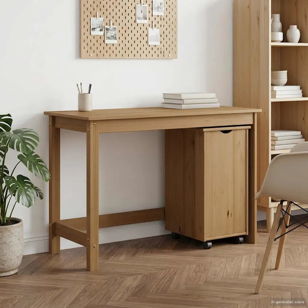 Set di Scrivania e Armadietto 2 pz Marrone Miele 3438780