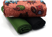Set di tessuto in cotone a 1,5m design + 2x selezione di tessuto a colori coordinati 100% cotone (bosco, set 18)