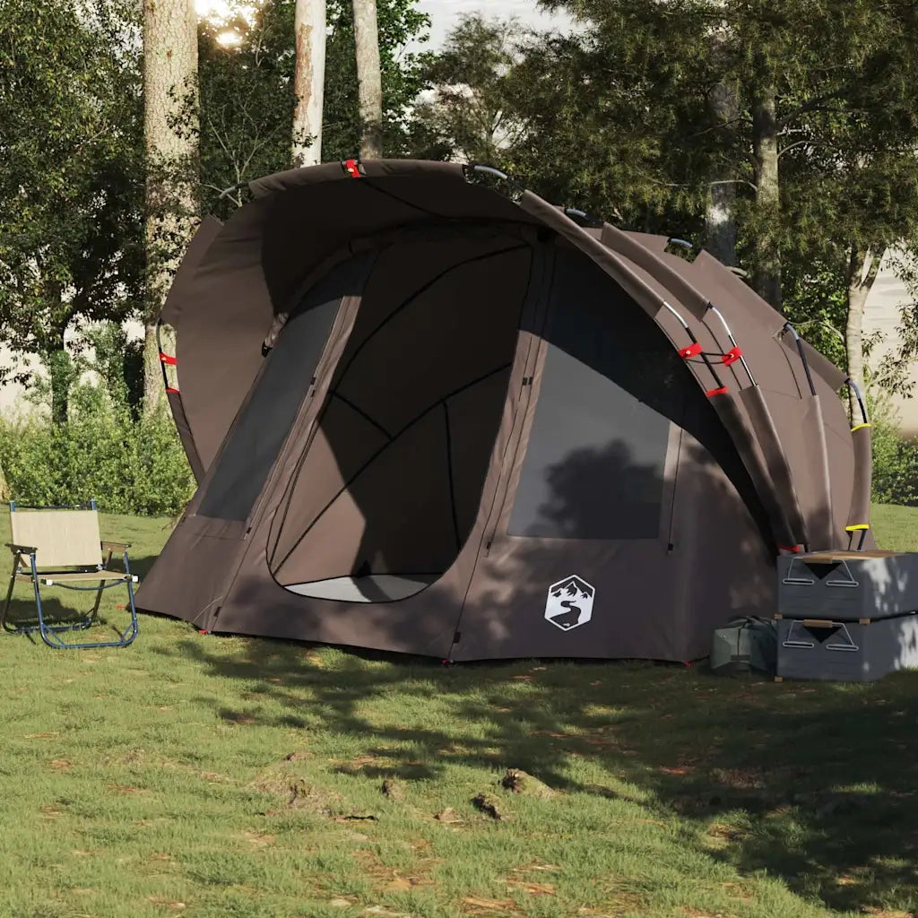 Tenda da Pesca per 5 Persone-Tenda da campeggio Marrone Impermeabile 928283
